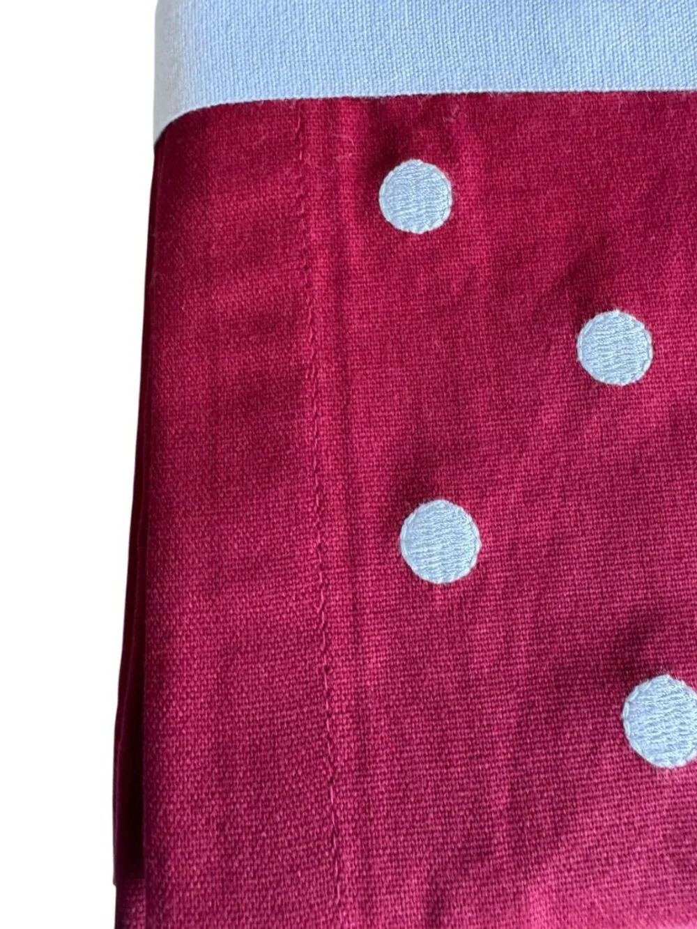 Pottery Barn Polka Dot Embroidered New Set Of Four Red White